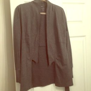 Gray knit active wear wrap jacket
